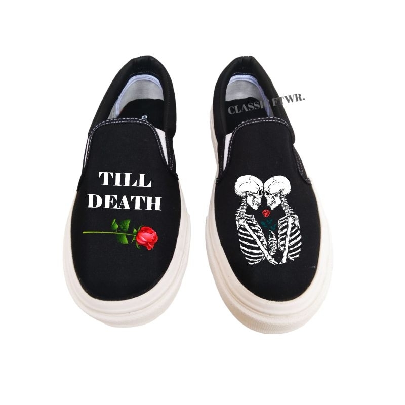 SEPATU SLIP ON TILL DEATH ROSE PREMIUM QUALITY NOBRAND