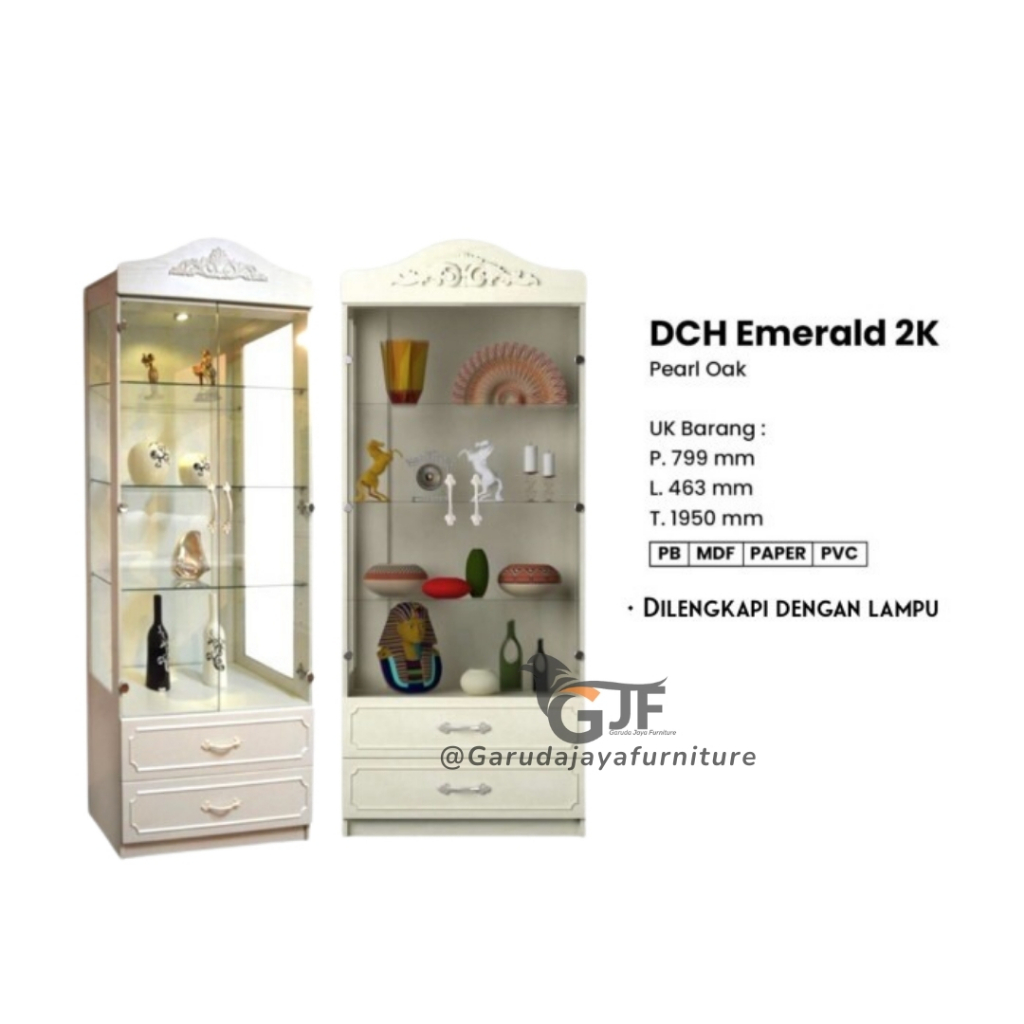LEMARI PAJANGAN KACA LED / LEMARI HIAS PUTIH / LEMARI HIAS SATU PINTU / LEMARI HIAS OLYMPIC / LEMARI