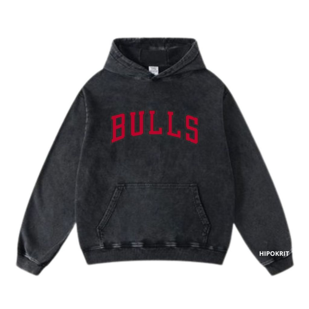 Sweater Hoodie Black Washing Bulls