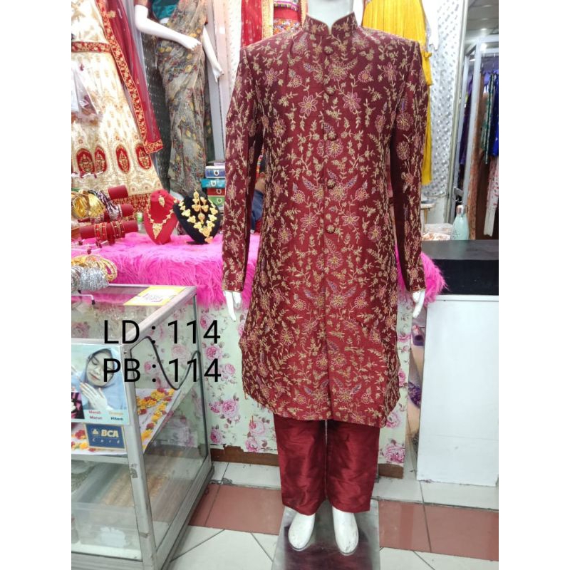 #TjM215 Sherwani Kurta Pria India Premium Kostum Cosplay Baju Pesta Pengantin Pernikahan Perkawinan 