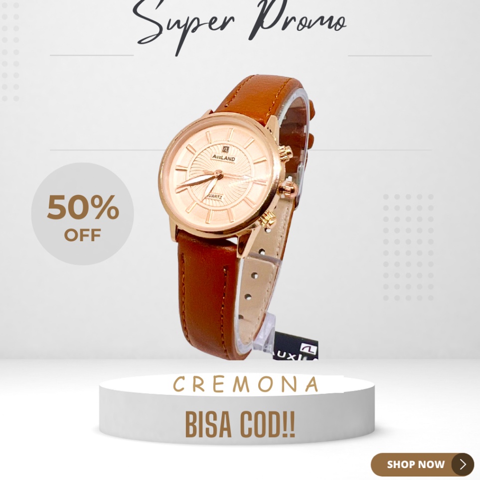 ART Q3L AUXLAND Jam Tangan Kulit Fashion Couple Simple Analog Mewah Elegan