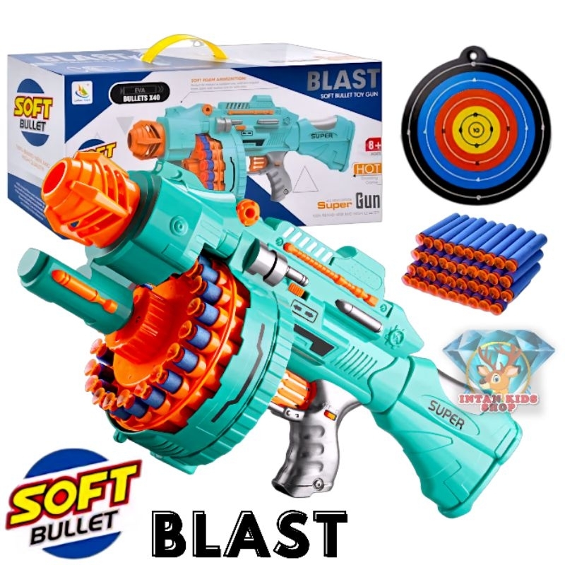 MAINAN ANAK TEMBAKAN BLASTER SENAPAN OTOMATIS BLAST SOFT BULLET TOY GUN 9937