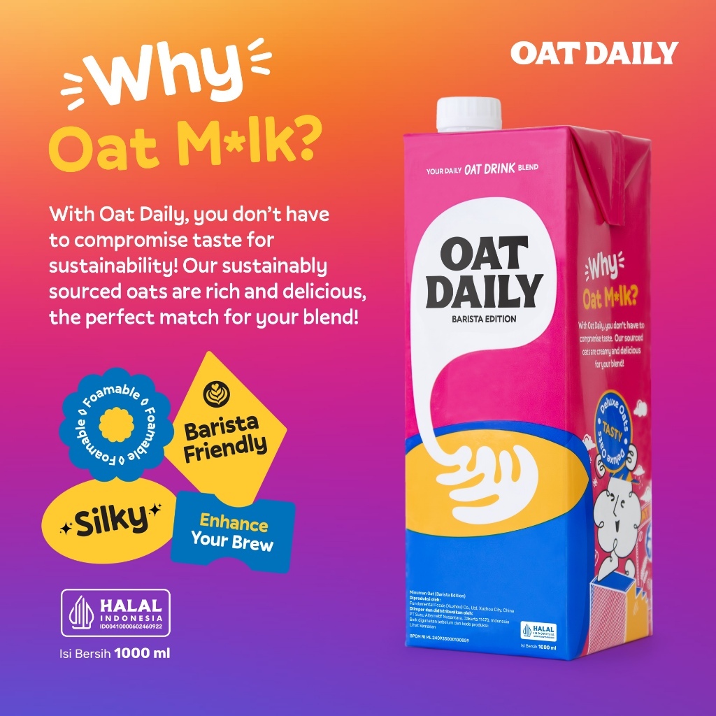 

oat daily barista edition 1liter - susu oat daily barista 1L - oat daily barista edition 1000 ml