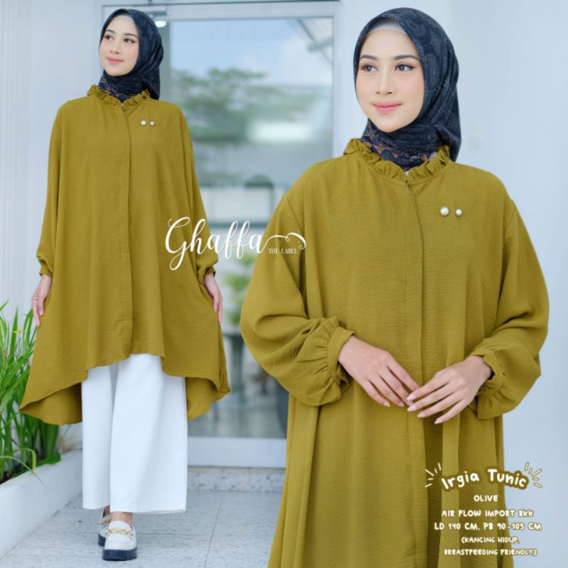 IRGIA TUNIC GHAFFA / IRGIA TUNIK KATUN CRINKLE LD140 TUNIK OVERSIZE LONGTUNIK ATASAN POLOS BUSUI ATA