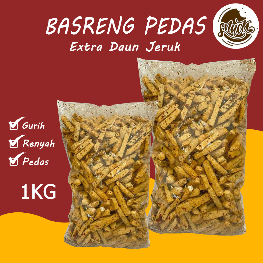 

Basreng Daun Jeruk Pedas Original 1Kg Renyah Dan Gurih