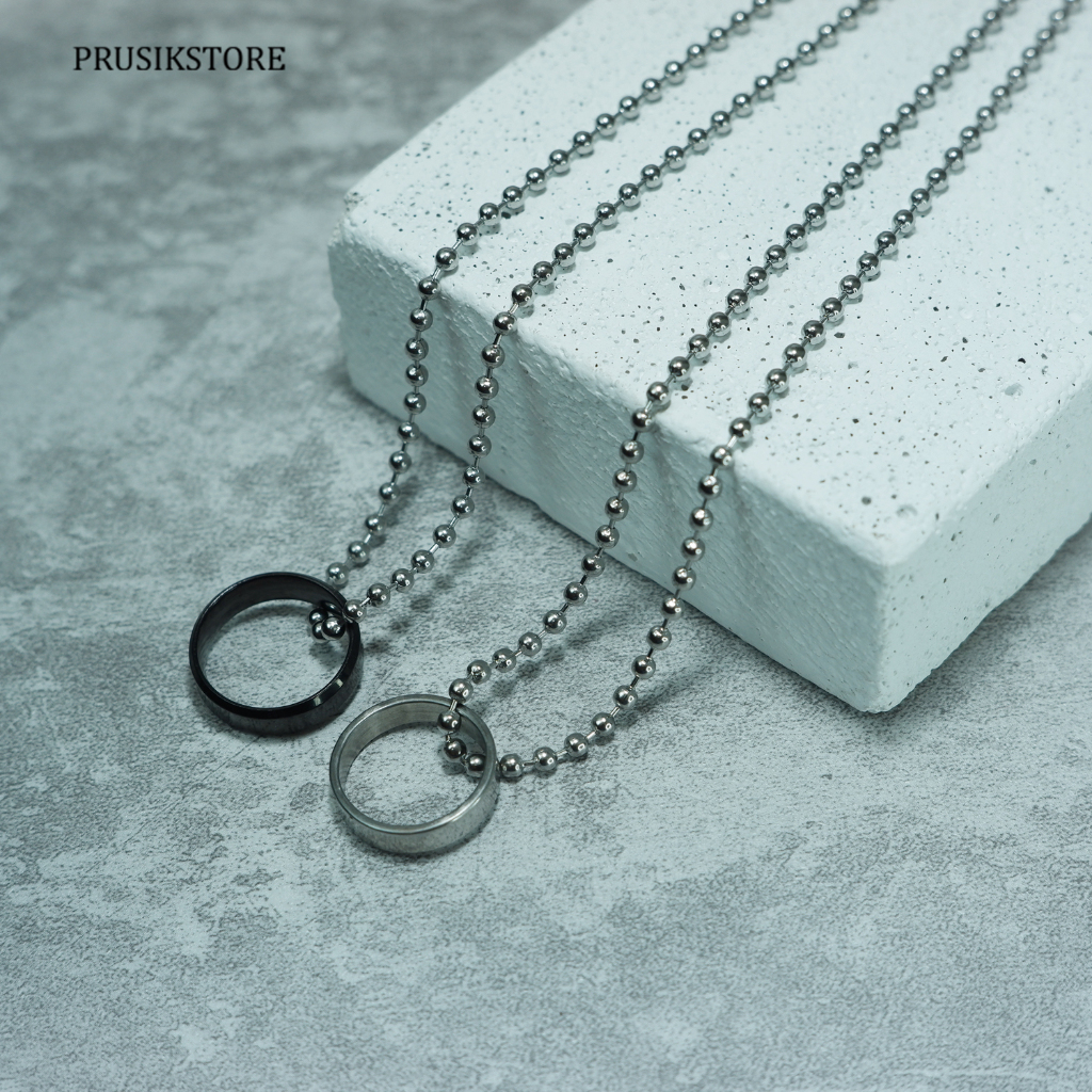 [COD]Kalung pria monel liontin cincin stenlis stell Kalung Besi Putih