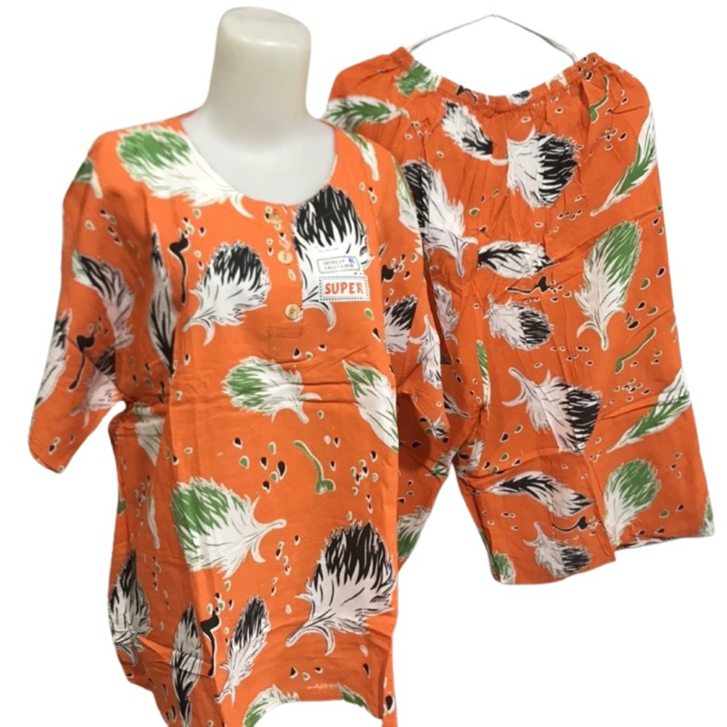 KENCANA UNGU PRABU | Setelan Batik Jumbo Wanita Celana Pendek Kulot Motif Bunga 7/8 Ld 130cm (BB 60-
