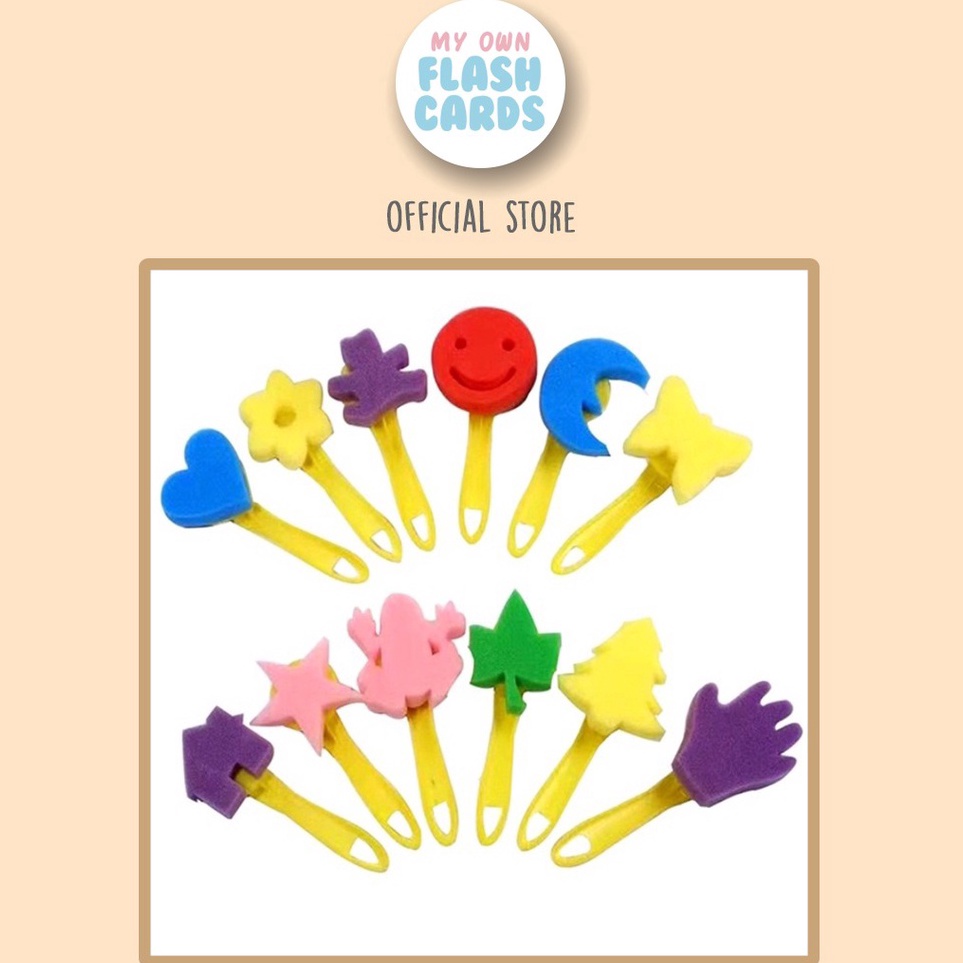 

Set of 12 Character Sponge Brush Kuas Bahan Spons Painting Set Lukis Stamp Anak ART A4B3