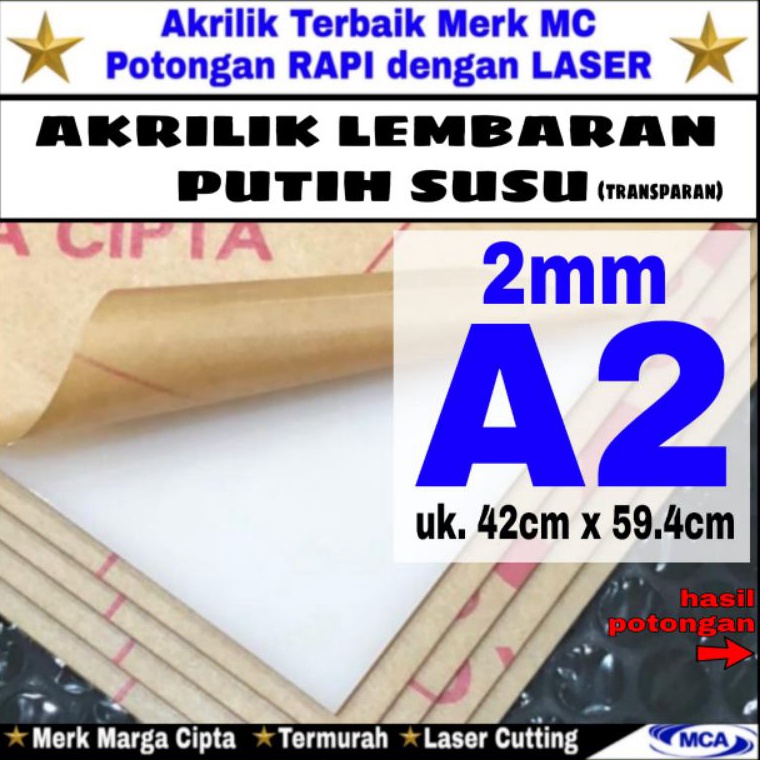 

AKRILIK lembaran PUTIH SUSU 2mm A2 Marga cipta Acrylic ART V2E2