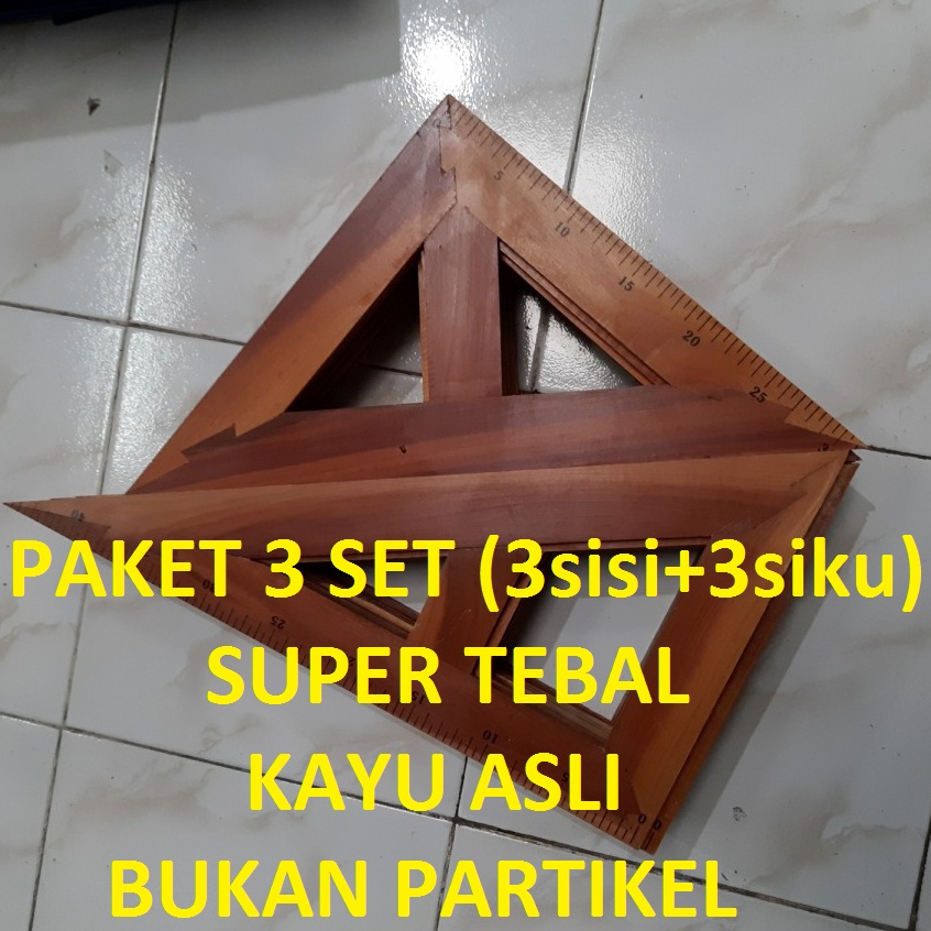 

Penggaris Segitiga Kayu 3 Set 3 sama sisi 3 siku Super Tebal ART H4S6