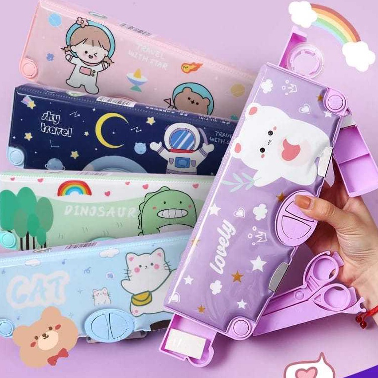 

LC Kotak Pensil Anak Serbaguna Karakter Kartun Lapisan Ganda Gratis Penghapus Penggaris Rautan Untuk Laki Laki Perempuan ART U6W1