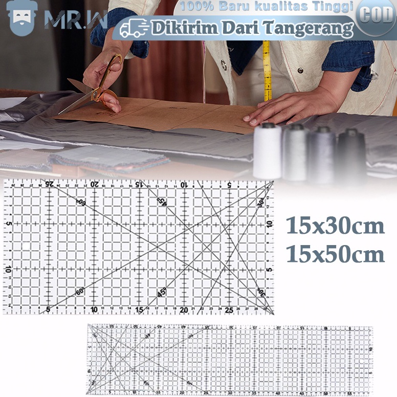 

Penggaris Jahit Quilting Ruler 15cm X 5cm Penggaris Pola Akrilik Tebal Desain Patchwork Ruler Untuk Alat Jahit ART K1H3