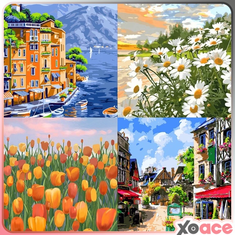 

Canvas Paint By Number Kit Digital Oil Painting DIY Lukisan 4 x 5 Seri Q ART E6M7