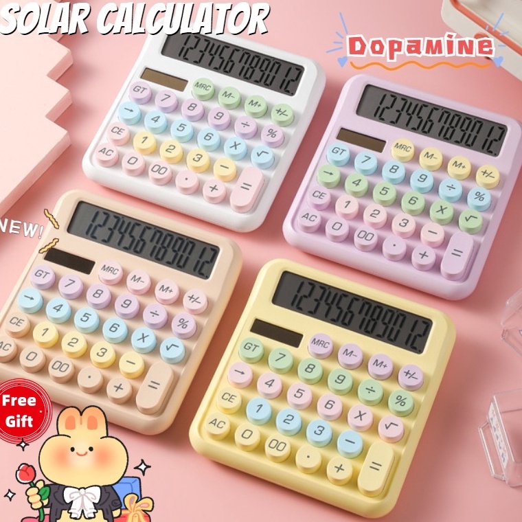 

Kalkulator Tenaga Surya Warna Permen 12 Digit Layar Besar Tombol Keyboard Dot Tombol Kalkulator Daya Ganda Perlengkapan Kantor ART S6V7