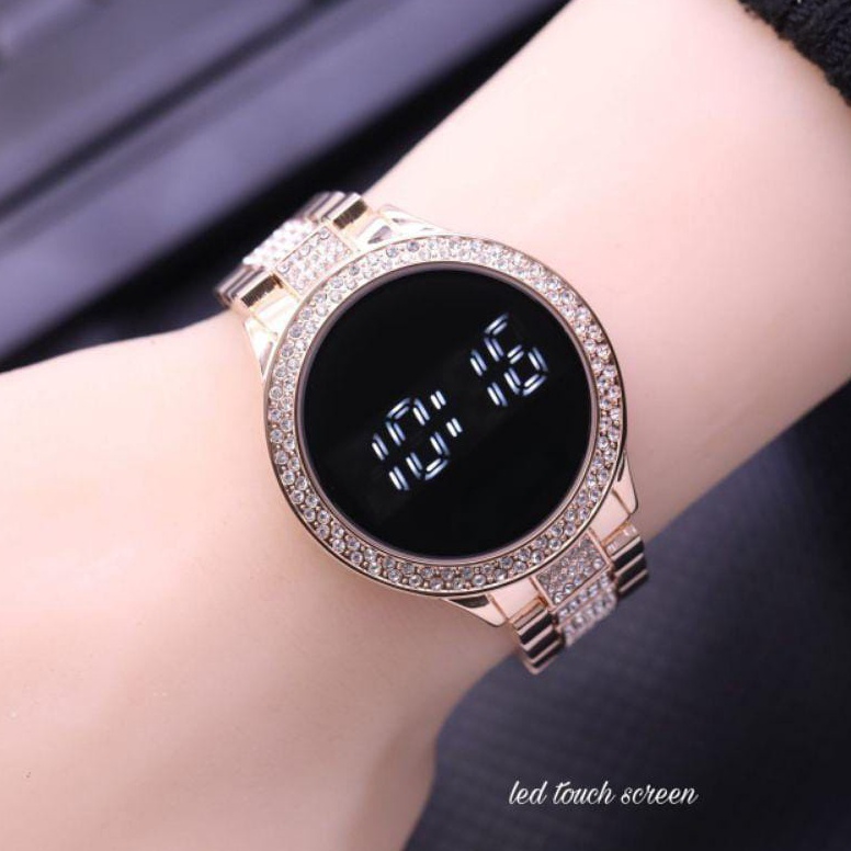 ART S48V Jam Tangan Wanita Kecil Cewek Diamond Rantai DIGITAL LED Touch Screen FSSIL