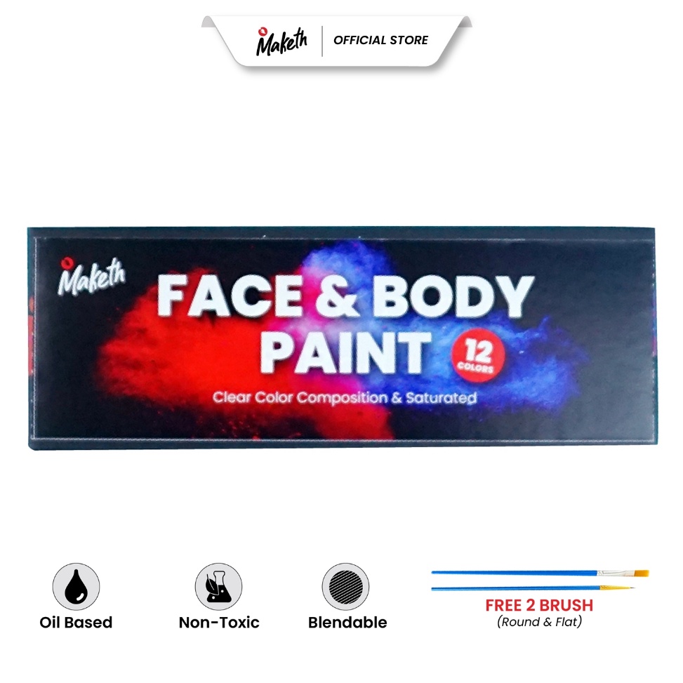 

Face Painting Cat Wajah Kulit Muka Body Painting 12 Warna INCLUDE KUAS PTK MAKETH ART N1W1