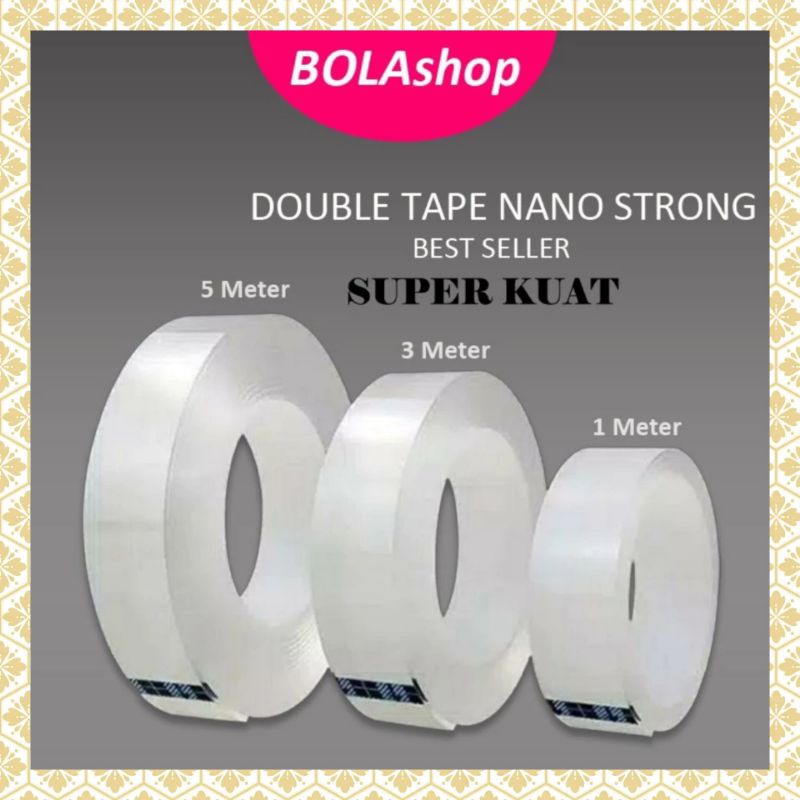 

double tape nano tape bening super kuat lem super kuat anti air doble double tip super kuat lakban perekat bening super kuat anti air