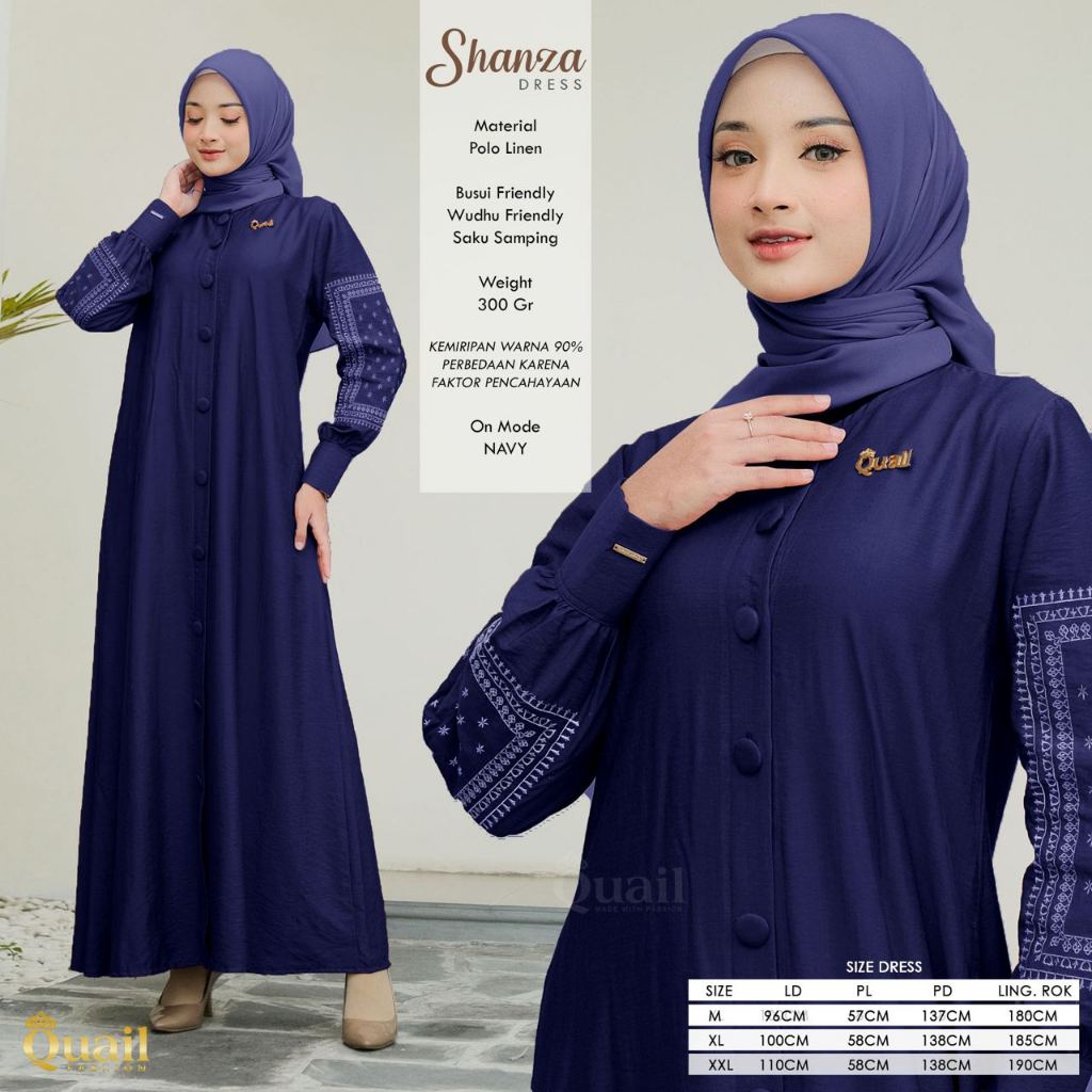 Quail Hijab - Shanza Dress Bordir Gamis Premium Butik | Baju Kondangan-1