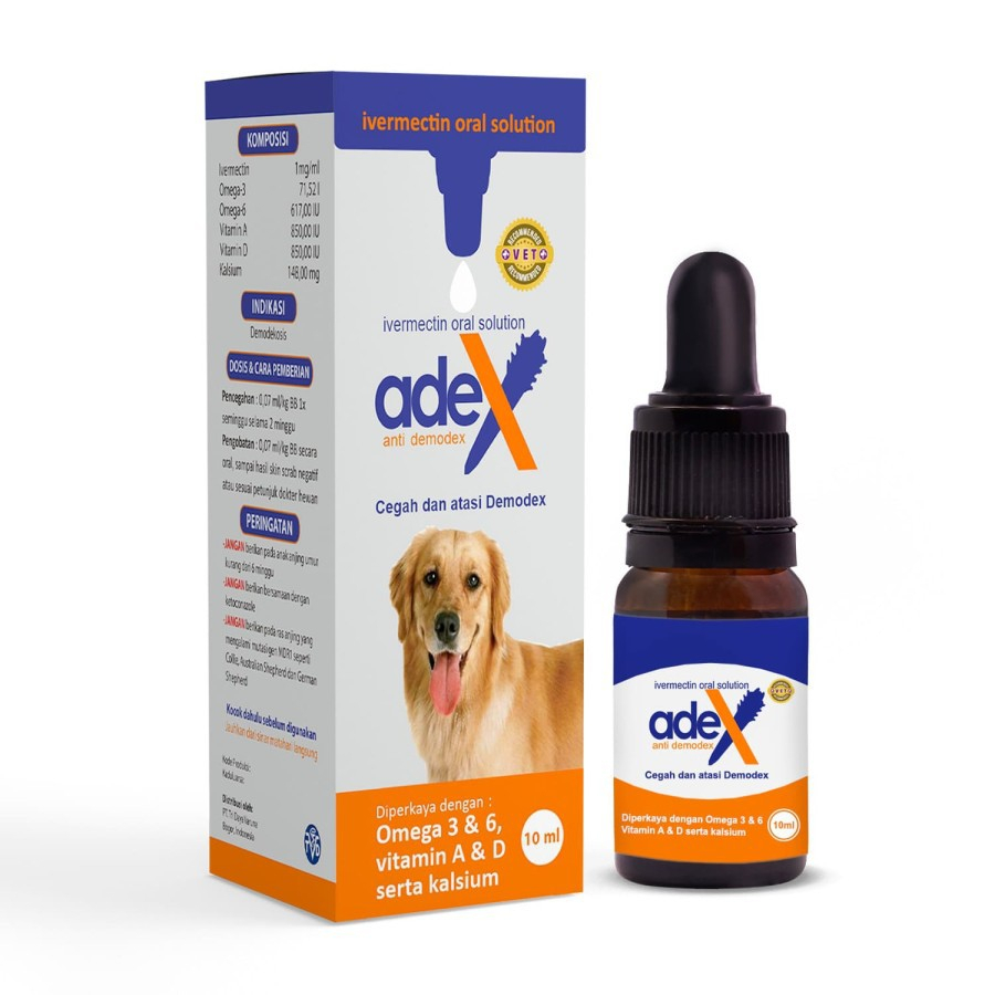 Obat Anjing Anti Demodex ADEX 10 ML - Vitamin Gatal-gatal Demodex Anjing