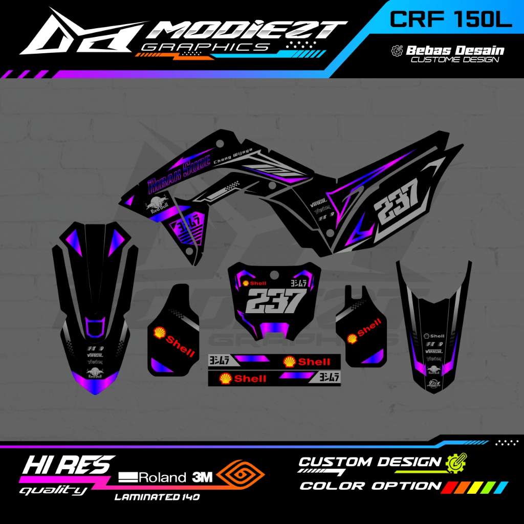 DECAL STIKER CRF 150 SUPERGLOS TEBAL 500 MICRON