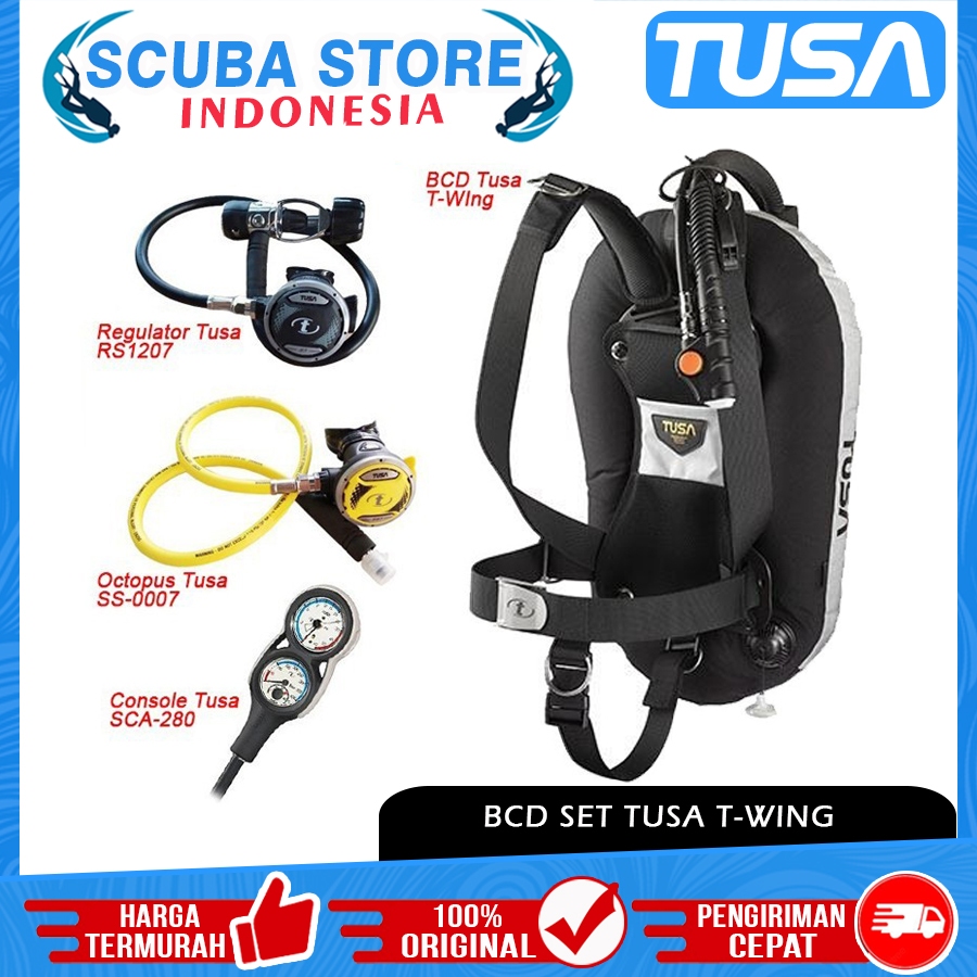 Paket BCD Set Package Tusa T-Wing Regulator RS-1207 Octopus SS-0007 Console Pressure Gauge 2 in 1 SCA-280