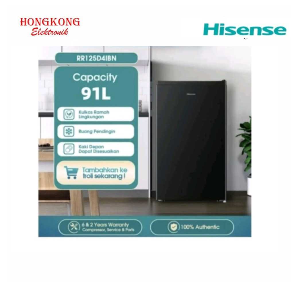 KULKAS HISENSE RR125D41BN REFRIGERATOR 1 PINTU 91 LITER
