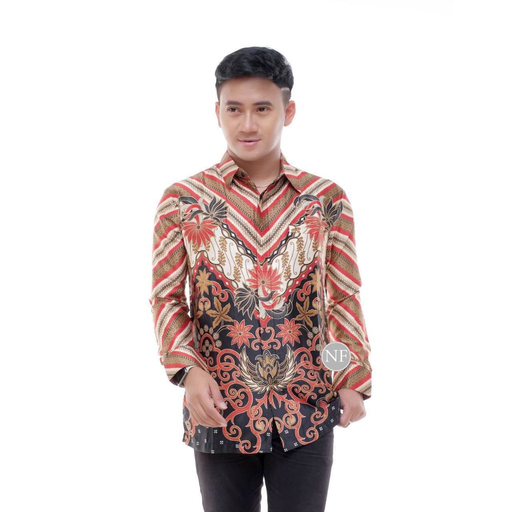 Fairyrozi Kemeja Semi Sutra Batik Pria Lengan Panjang Motif Abimanyu M L XL XXL
