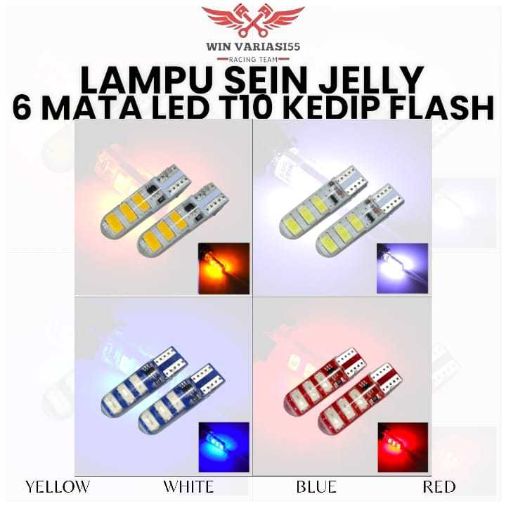 Sen jelly mata 6 led t10 kedip flash universal semua motor WINVARIASI55