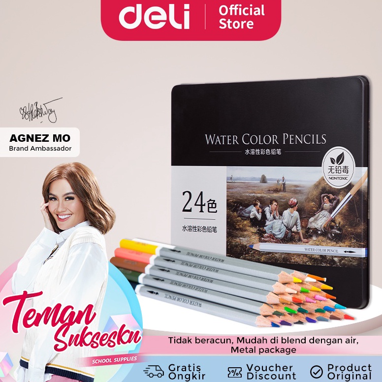 

Deli Pensil Warna 48 Warna PCS tidak beracun dapat dicuci dan teknologi hybrid 6523 ART Q9V6