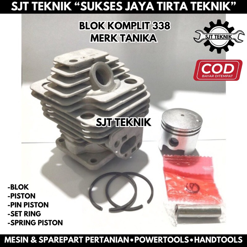 TANIKA TL33 338 silinder blok komplit mesin potong rumput tipe BG338 TNK338 sparepart suku cadang