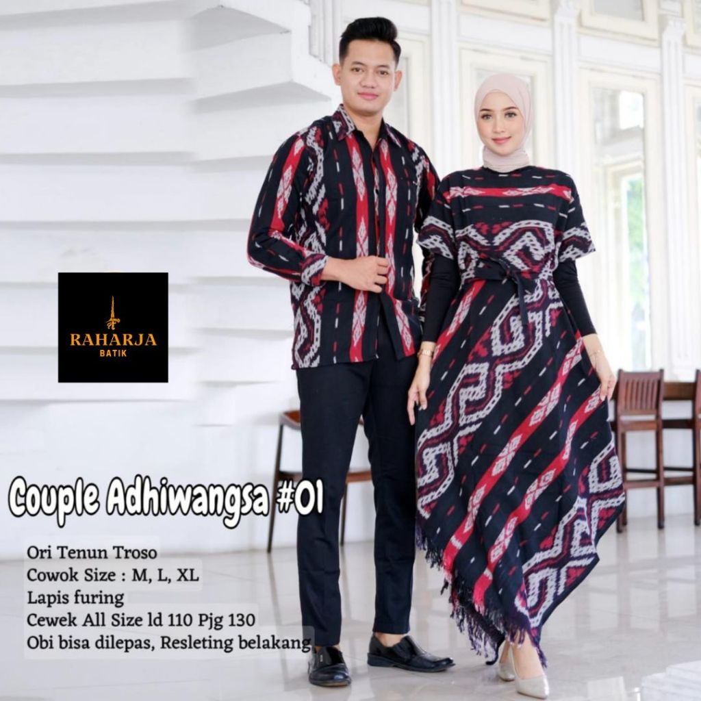 Couple Etnik Ori Tenun Troso mix Catton Madina (Gamis & Kemeja) Terbaru Kekinian Modern