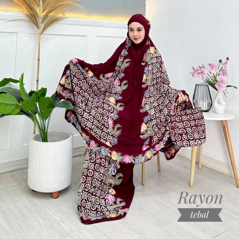 Mukena batik cap encim warna pekalongan jumbo