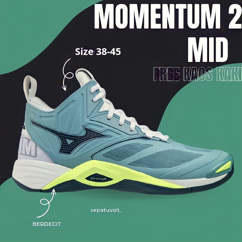 Sepatu Volly Mizuno Momentum MID 2 Terbaru pria /UNISEX/ Sepatu voli wave momentum sepatu bandminton