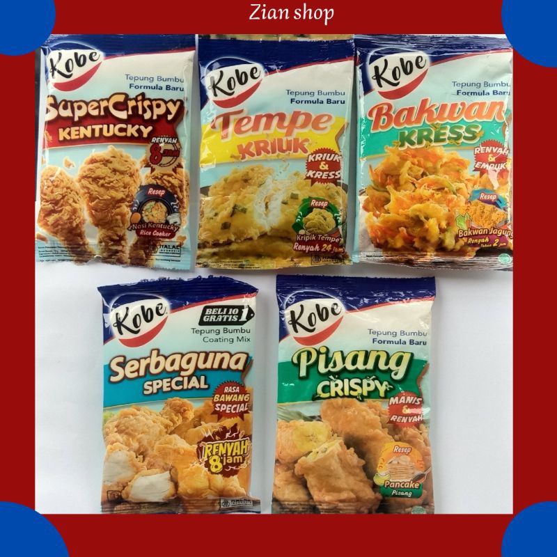 

TEPUNG KOBE TEMPE KRIUK, SUPEE CRISPY, BAKWAN, SERBAGUNA SPESIAL PISANG, 70 gr SEMUA VARIAN