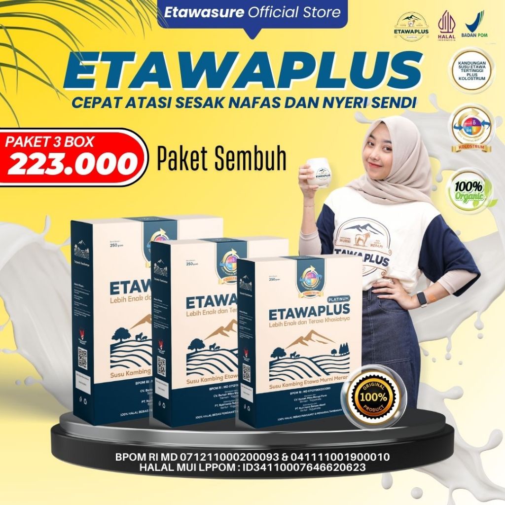 

Etawaplus Susu Kambing Etawa Asli Untuk Therapy Tuntaskan Pernafasan dan Nyeri Sendi Paket 3 Box
