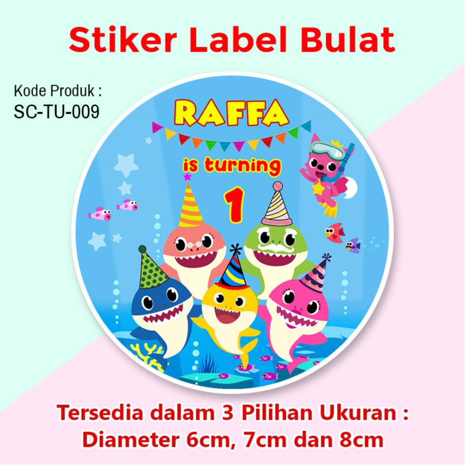 

STIKER ULANG TAHUN ANAK TUMPENG MINI STICKER LABEL SOUVENIR BABY SHARK