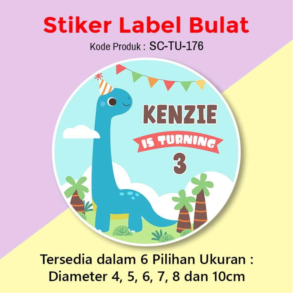 STIKER ULANG TAHUN ANAK DINO LUCU STICKER LABEL LUCU LABEL KIDS BIRTHDAY CUTE DINOSAURS
