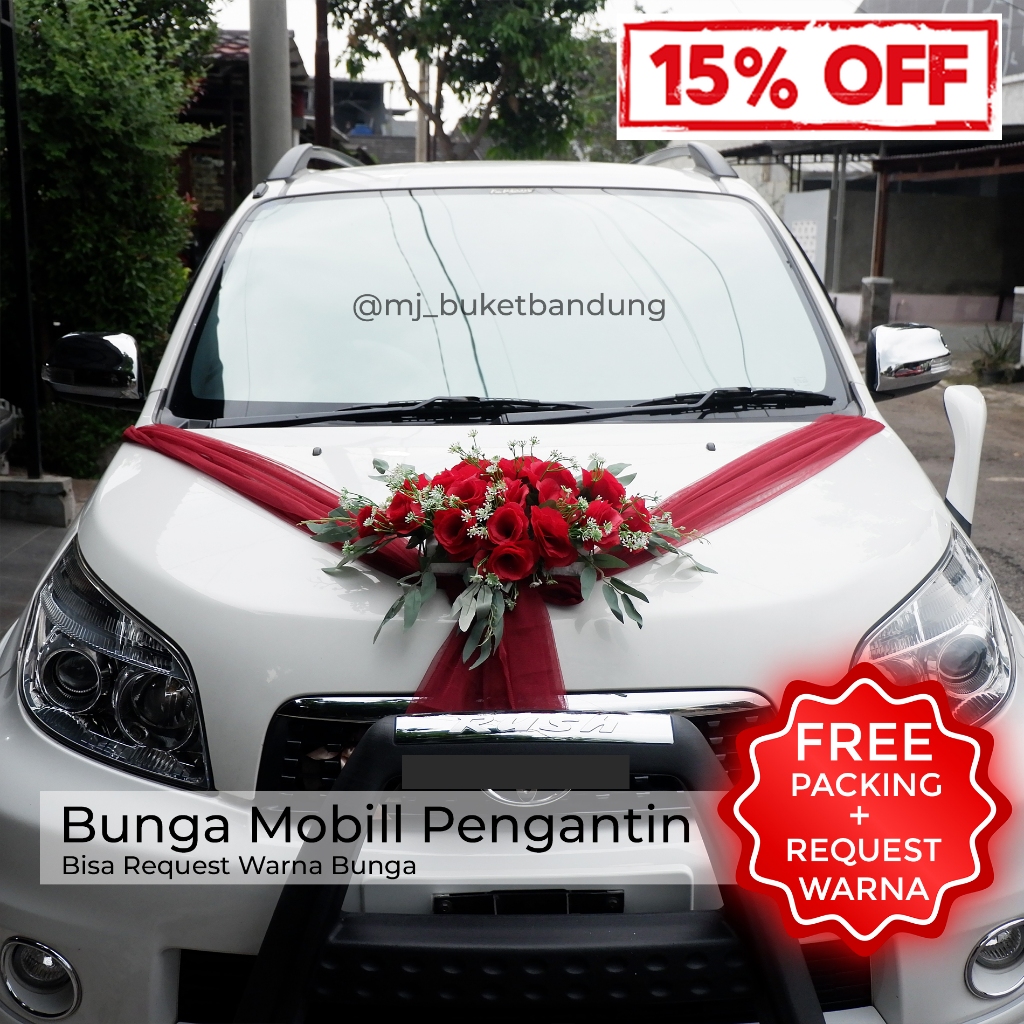BUNGA MOBIL PENGANTIN HIASAN DEKOR MOBIL PENGANTIN / DEKORASI MOBIL PENGANTIN / HIASAN MOBIL