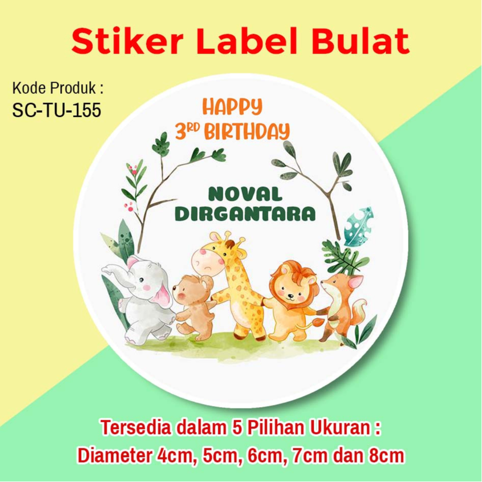 

STIKER LABEL ULANG TAHUN ANAK TUMPENG MINI BOX SOUVENIR BINATANG HEWAN
