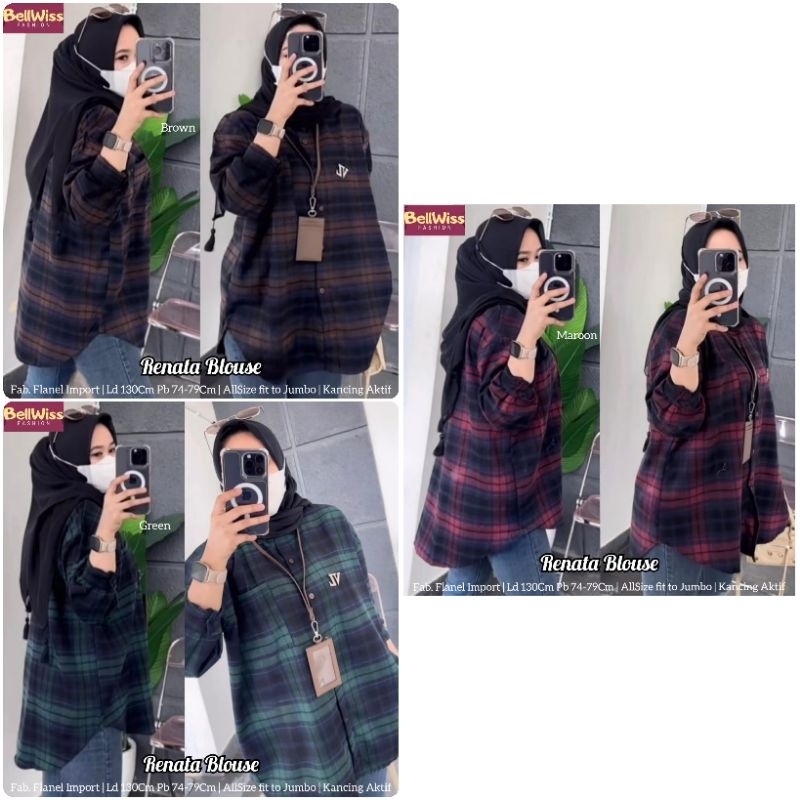 NIXIE • DEPIA • RENATA OVERSIZE BY BELLWISS KEMEJA WANITA FLANEL