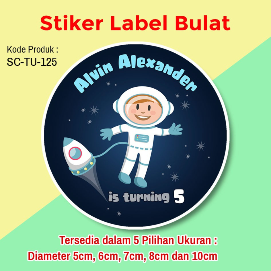 

STIKER LABEL ULANG TAHUN ANAK STICKER SOUVENIR BOX BENTO ASTRONOT ROKET