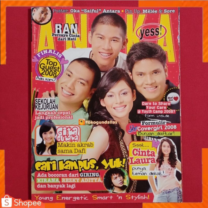 Majalah aneka yess 2008 / Model Cover Ran Band & Gaby / Artikel Gita Gutawa, Cinta Laura / Finalis T