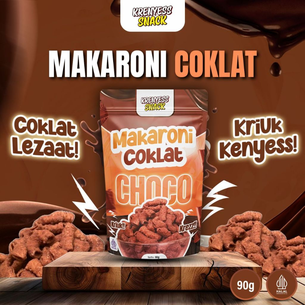 

MAKARONI KRENYESS Makanan Ringan Renyah Coklat Choco