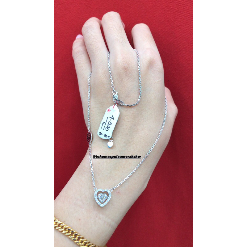 Kalung love dancing stone putih 375/8K