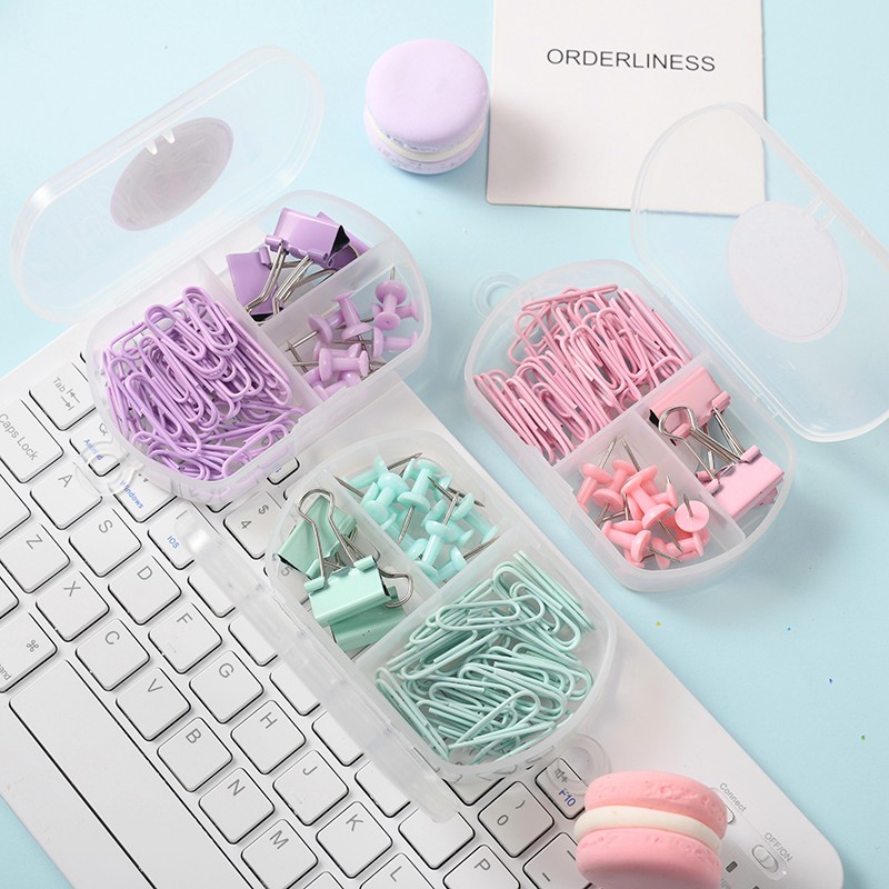 

Kombinasi penjepit kertas warna warni mini Office combination clip pin set Klip kertas Klip binder metal kreatif macaroon untuk sekolah kantor pelajar