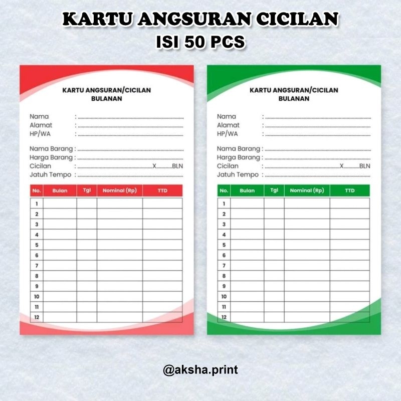 

Kartu Angsuran Cicilan