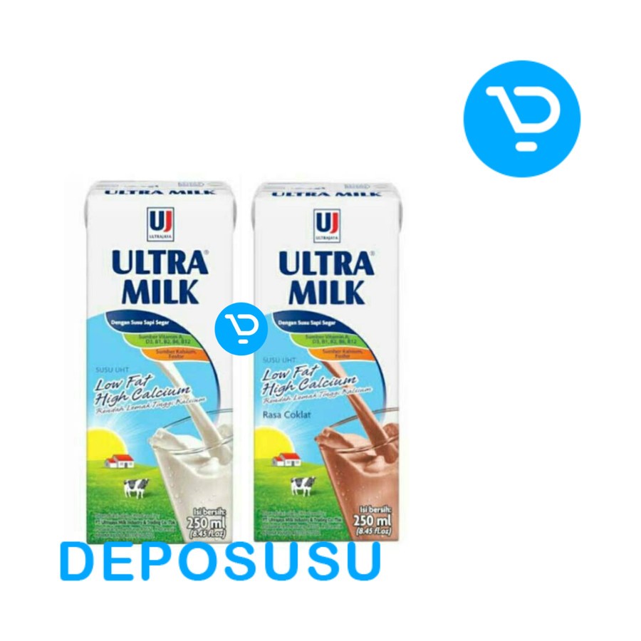

ULTRA MILK Susu UHT Low Fat 250 ml Plain / Coklat