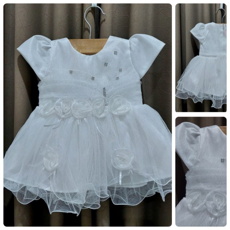 Gaun bayi perempuan putih set,dress bayi putih,gaun aqiqah newborn,baju bayi perempuan dress