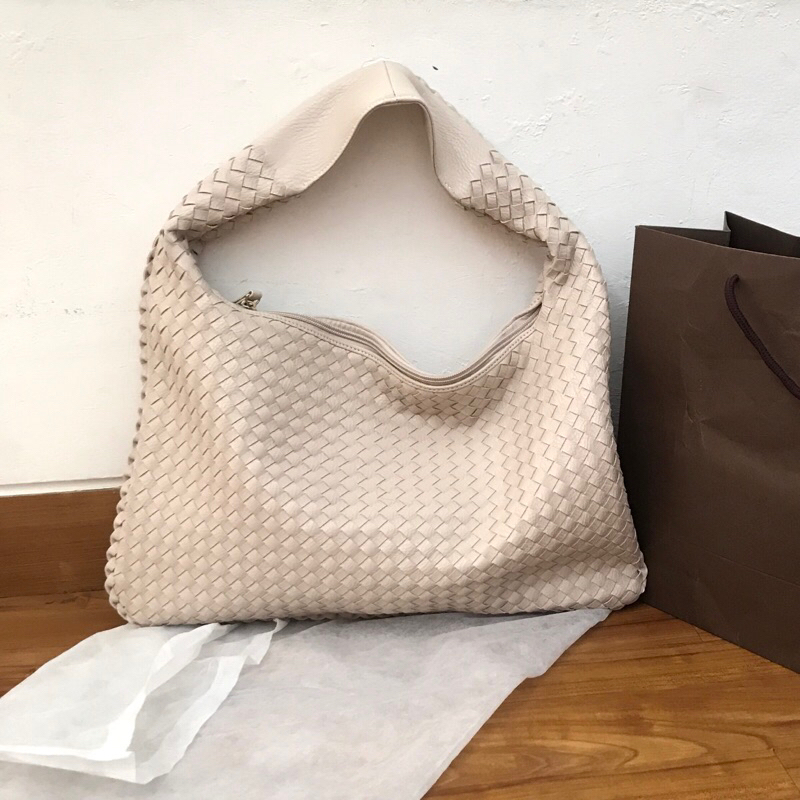 tas fashion anyam putih premium