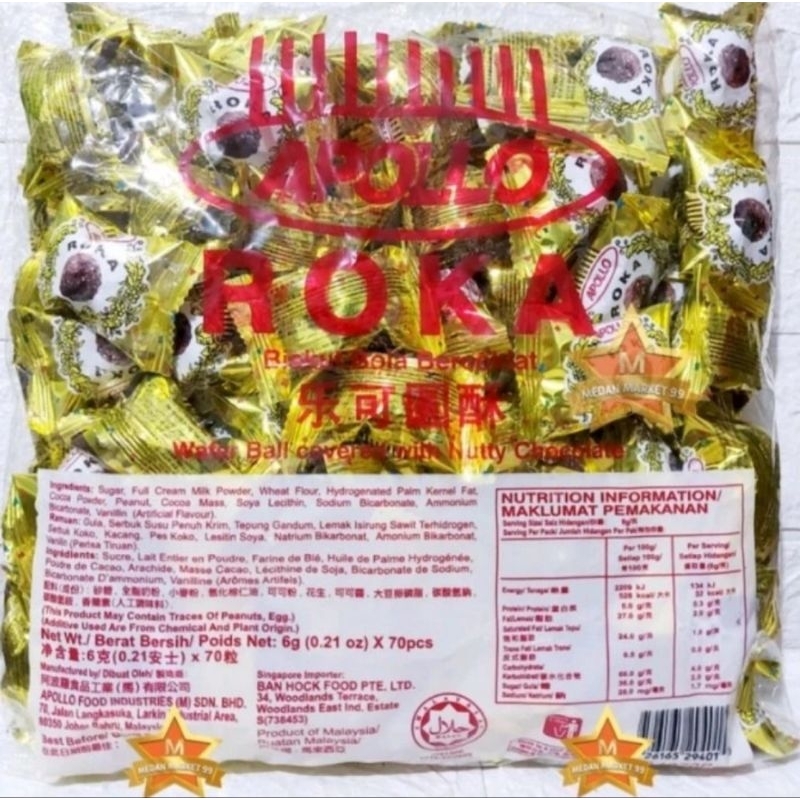 

APOLLO ROKA WAFER BALL ISI 70 PCS | ROKA CHOCOLATE | COKELAT | CHOCOLATE | CEMILAN | BISKUIT | BISCUT | KUE | WAFER